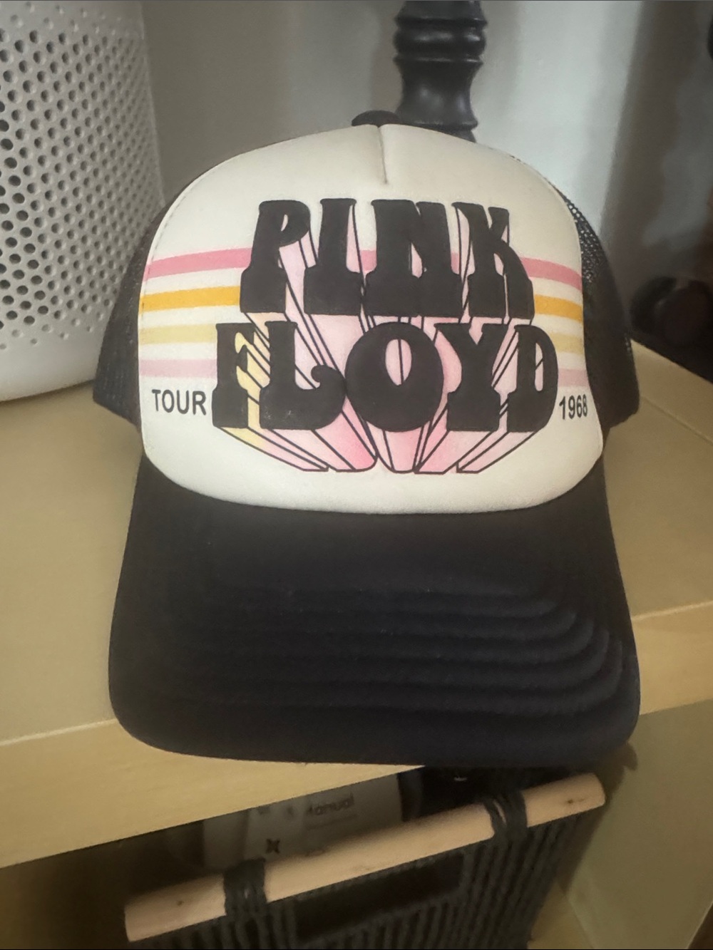 Pink Floyd Trucker Hat in Black and Cream
